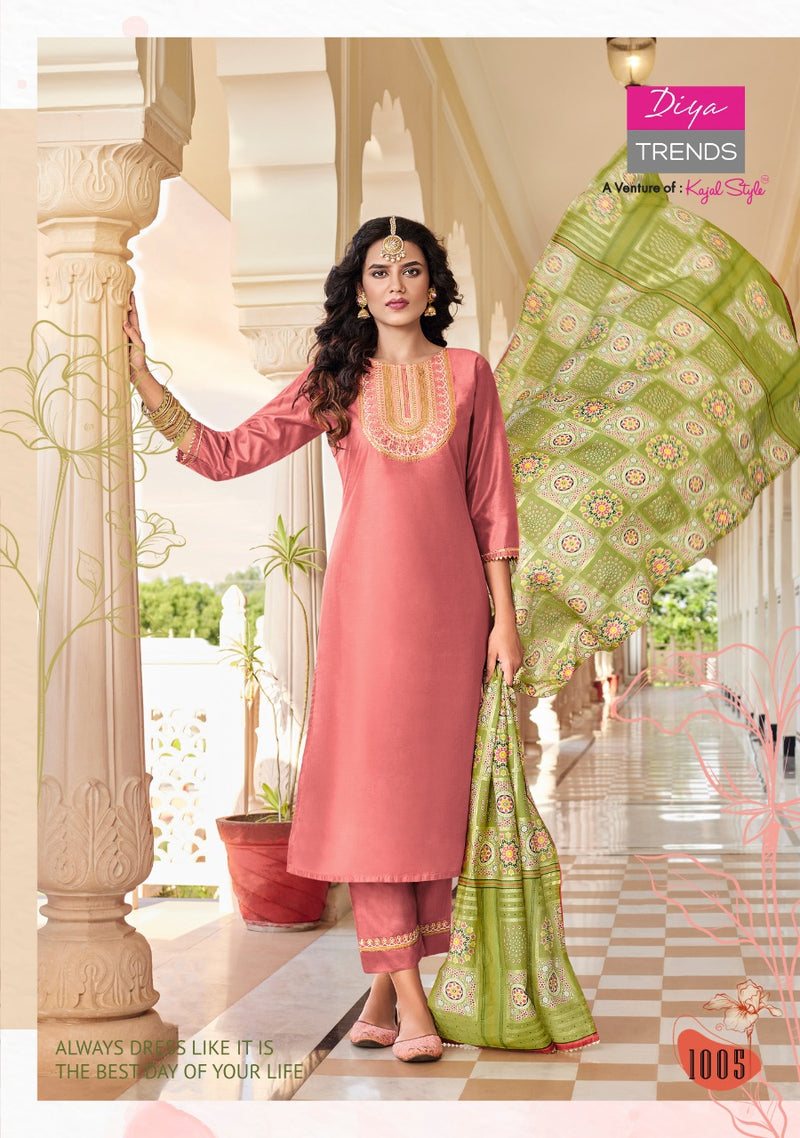 Diya Trends Veera Vol 1 Chanderi With Heavy Embroidery Work Stylish Designer Casual Look Kurti