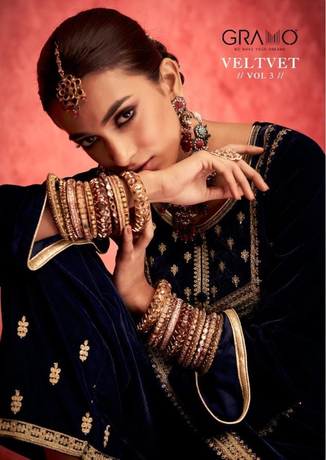 Gramo Dno 3001 To 3004 Velvet With Heavy Embroidery Work Stylish Designer Fancy Kurti