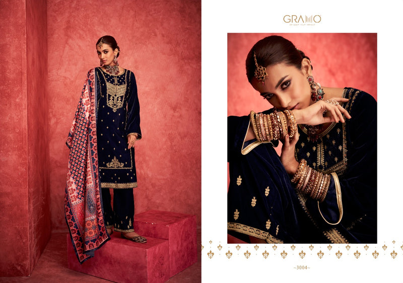 Gramo Dno 3001 To 3004 Velvet With Heavy Embroidery Work Stylish Designer Fancy Kurti