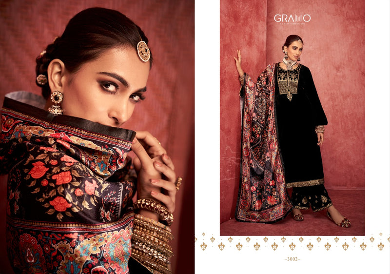 Gramo Dno 3001 To 3004 Velvet With Heavy Embroidery Work Stylish Designer Fancy Kurti