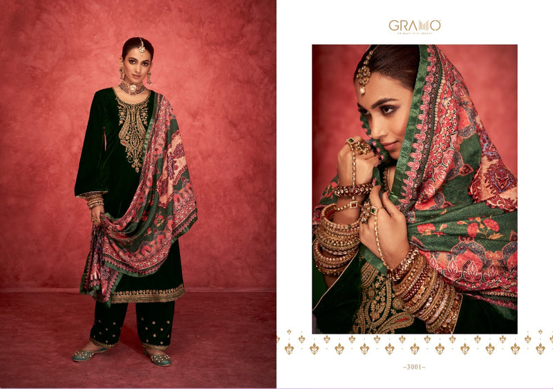 Gramo Dno 3001 To 3004 Velvet With Heavy Embroidery Work Stylish Designer Fancy Kurti