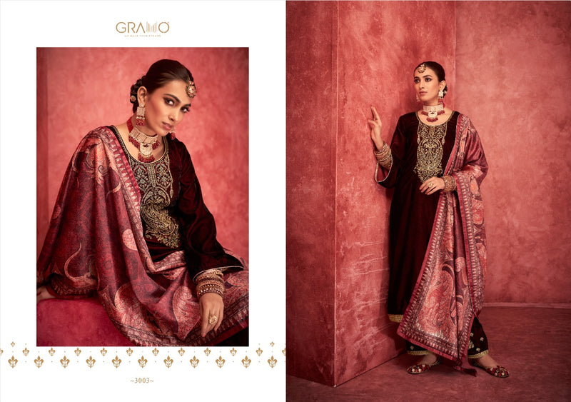 Gramo Dno 3001 To 3004 Velvet With Heavy Embroidery Work Stylish Designer Fancy Kurti