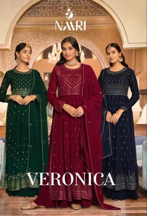 Naari Veronica Georgette With Beautiful Work Stylish Designer Party Wear Long Gown
