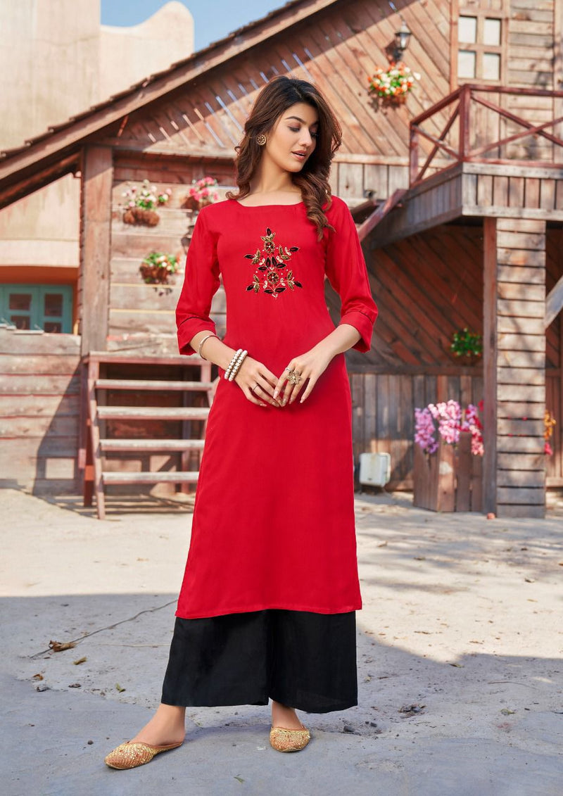 Parra Studio Vesture Vol 4 Rayon With Khatli Work Designer Party Wear Kurtis