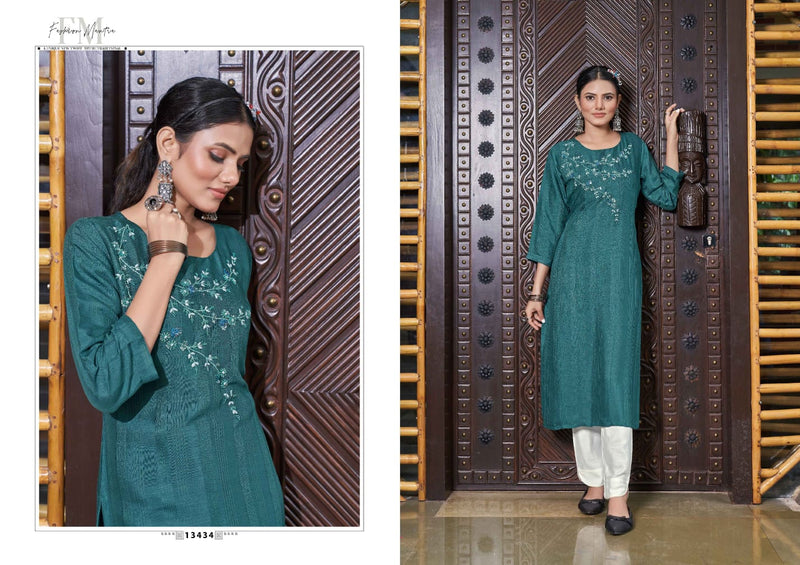 Kalaroop Dno 13434 To 13437 Rayon Stylish Designer Party Wear Casual Look Kurti