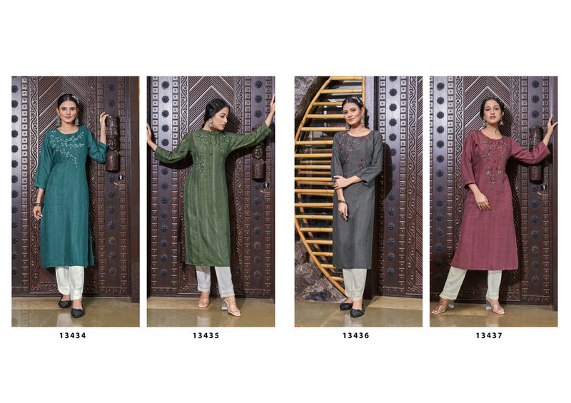 Kalaroop Dno 13434 To 13437 Rayon Stylish Designer Party Wear Casual Look Kurti