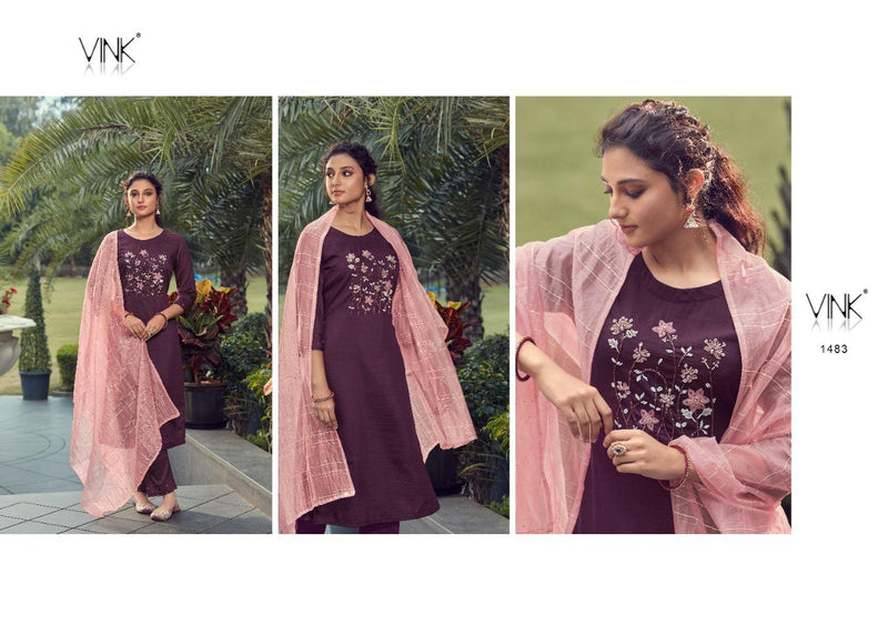 Vink Fashion Vibes Viscose Silk Stylish Fancy Party Wear Kurtis With Set Of Dupatta & Bottom