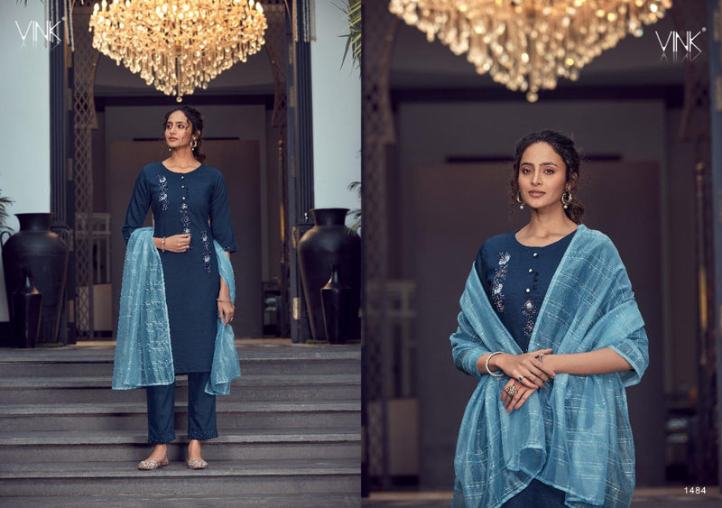 Vink Fashion Vibes Viscose Silk Stylish Fancy Party Wear Kurtis With Set Of Dupatta & Bottom
