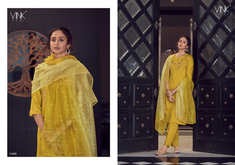Vink Fashion Vibes Viscose Silk Stylish Fancy Party Wear Kurtis With Set Of Dupatta & Bottom
