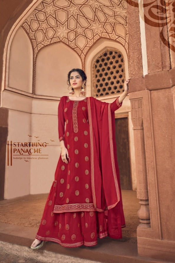 Panch Ratna Victoria Georgette Designer Sharara Style Party Wear Salwar Suits