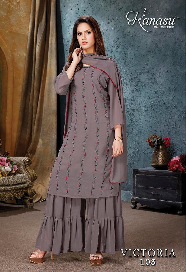Kanasu Victoria Georgette With Embroidery Work stylish Designer Fancy Festive Wear Kurti