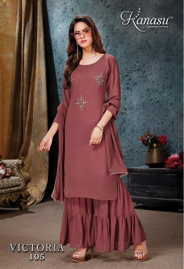 Kanasu Victoria Georgette With Embroidery Work stylish Designer Fancy Festive Wear Kurti
