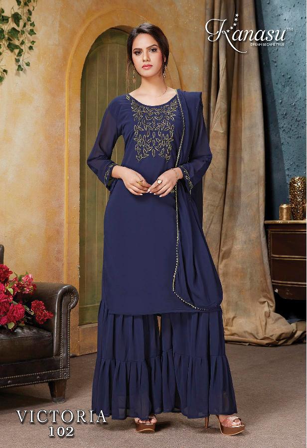 Kanasu Victoria Georgette With Embroidery Work stylish Designer Fancy Festive Wear Kurti