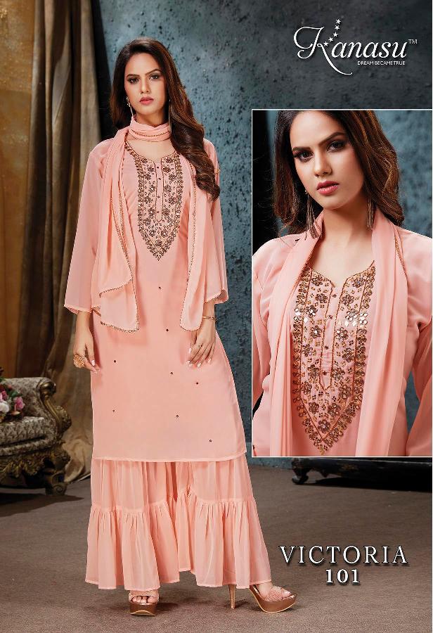 Kanasu Victoria Georgette With Embroidery Work stylish Designer Fancy Festive Wear Kurti
