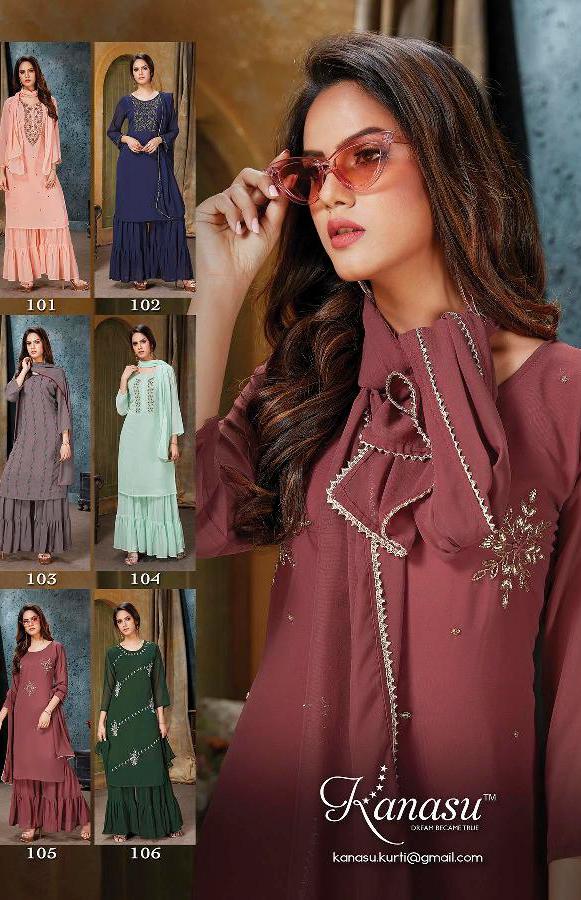 Kanasu Victoria Georgette With Embroidery Work stylish Designer Fancy Festive Wear Kurti