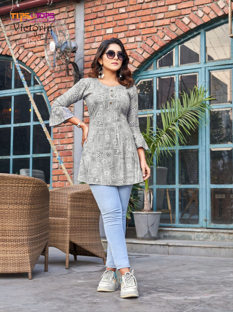 Tips & Tops Victoria Vol 2 Heavy Rayon Capsule Print Casual Wear Kurti