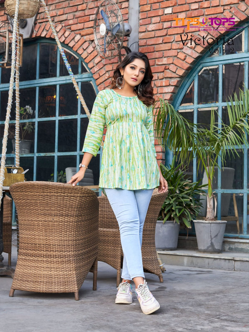 Tips & Tops Victoria Vol 2 Heavy Rayon Capsule Print Casual Wear Kurti