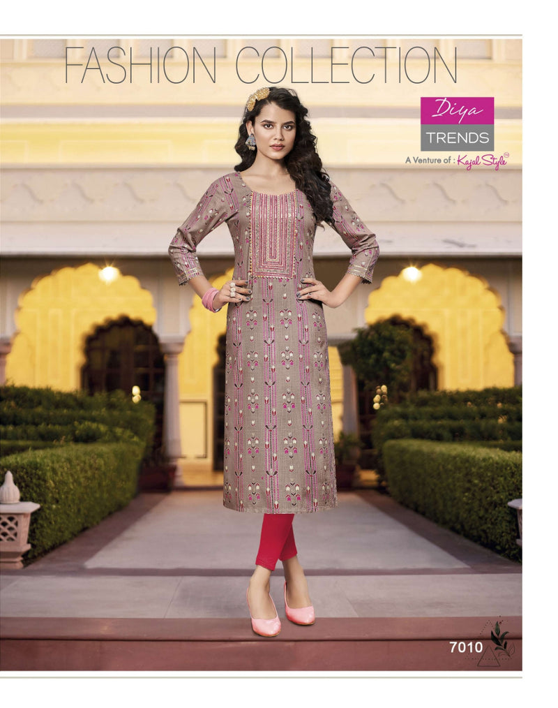 Diya Trends Victoria Vol 7 Rayon With Heavy Printed Work Stylish Designer Casual Look Fancy Kurti