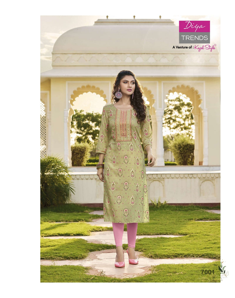 Diya Trends Victoria Vol 7 Rayon With Heavy Printed Work Stylish Designer Casual Look Fancy Kurti