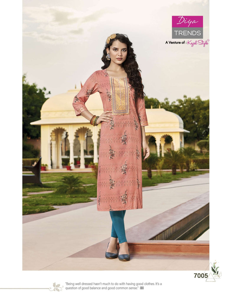 Diya Trends Victoria Vol 7 Rayon With Heavy Printed Work Stylish Designer Casual Look Fancy Kurti