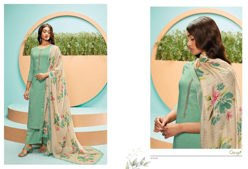 Ganga Vie Dno C 1116 To C 1121 Satin Cotton With Heavy Embroidery Stylish Designer Party Wear Kurti