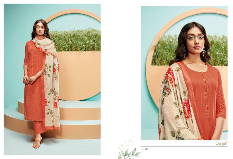 Ganga Vie Dno C 1116 To C 1121 Satin Cotton With Heavy Embroidery Stylish Designer Party Wear Kurti
