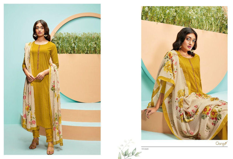 Ganga Vie Dno C 1116 To C 1121 Satin Cotton With Heavy Embroidery Stylish Designer Party Wear Kurti