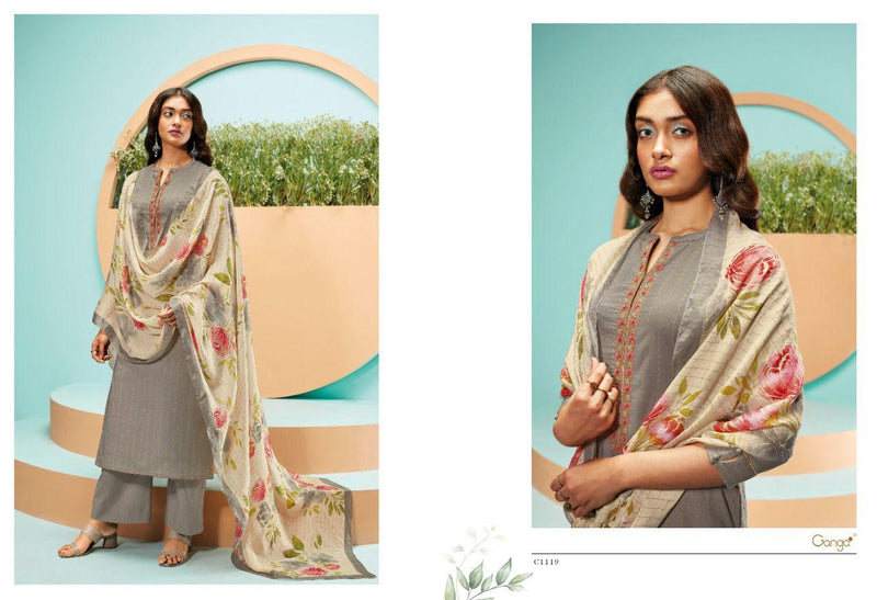Ganga Vie Dno C 1116 To C 1121 Satin Cotton With Heavy Embroidery Stylish Designer Party Wear Kurti