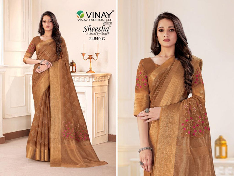 Vinay Fashion Ns 24640 Linen Chit Print Party Wear Sarees