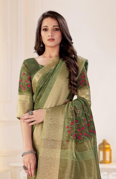 Vinay Fashion Ns 24640 Linen Chit Print Party Wear Sarees