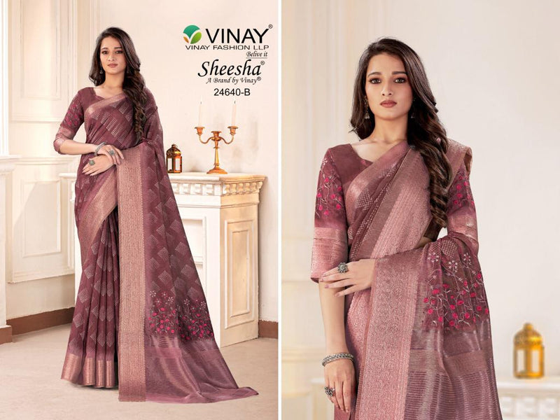 Vinay Fashion Ns 24640 Linen Chit Print Party Wear Sarees