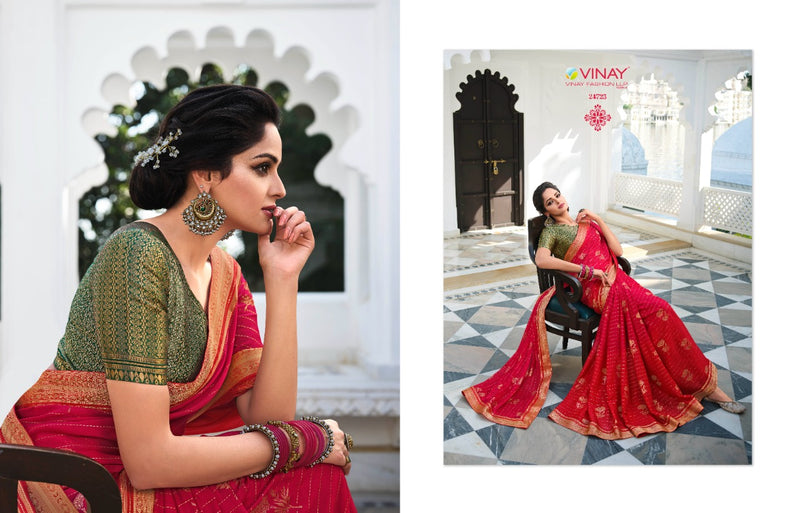 Vinay Fashion Hansika Silk Georgette Heavy Party Wear Sarees With Beautiful Colors