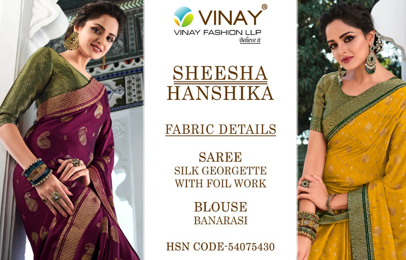 Vinay Fashion Hansika Silk Georgette Heavy Party Wear Sarees With Beautiful Colors
