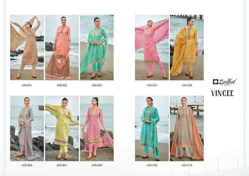 Zulfat Designer Suits Vincee Pure Cotton Festive Wear Salwar Suits