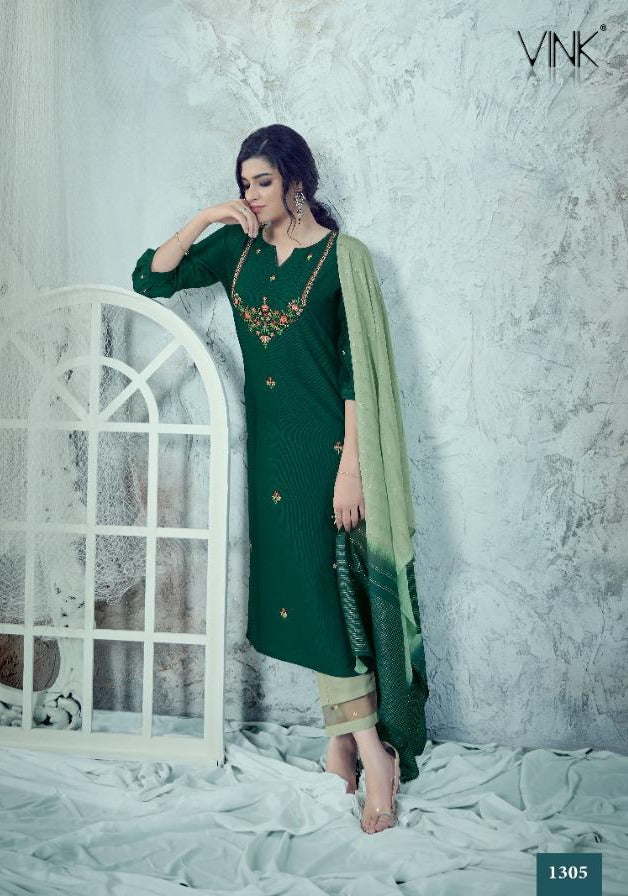 Vink Utsav Pure Viscose Silk With Embroidery Work Casual Wear Kurti Collection