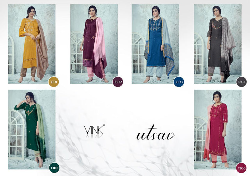 Vink Utsav Pure Viscose Silk With Embroidery Work Casual Wear Kurti Collection