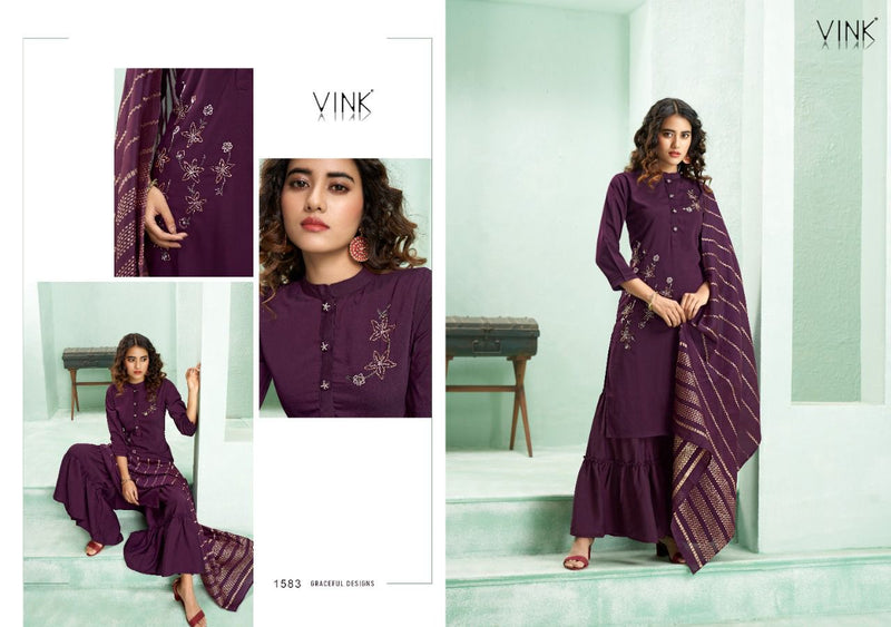 Vink Violini Vol 3 Silk Ready Made Party Wear Salwar Suits With Sharara Style Bottom