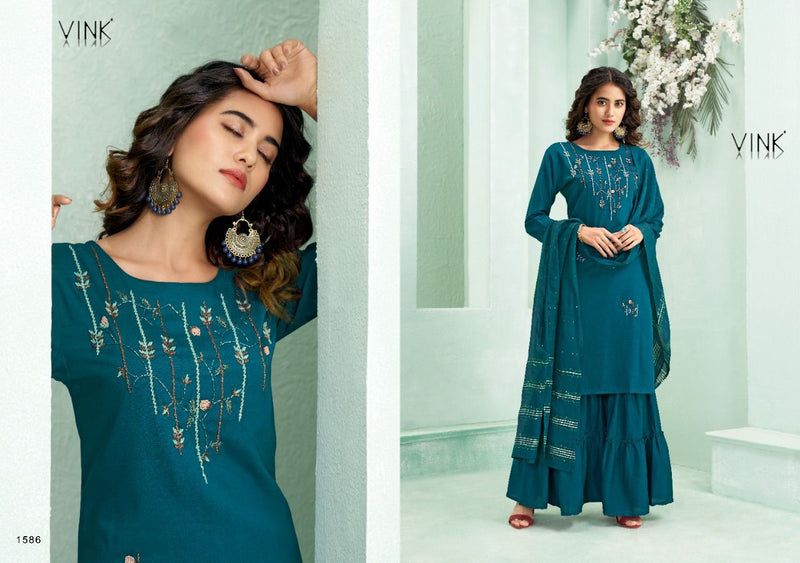 Vink Violini Vol 3 Silk Ready Made Party Wear Salwar Suits With Sharara Style Bottom