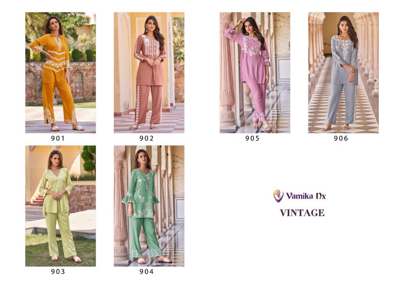 Vamika Vintage Rayon Heavy Embroidery Work Fancy Designer Partywear Kurti