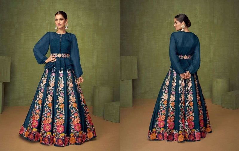 Sayuri Violet Georgette with Heavy Embroidery Work Stylish Designer Wedding Wear Lehenga