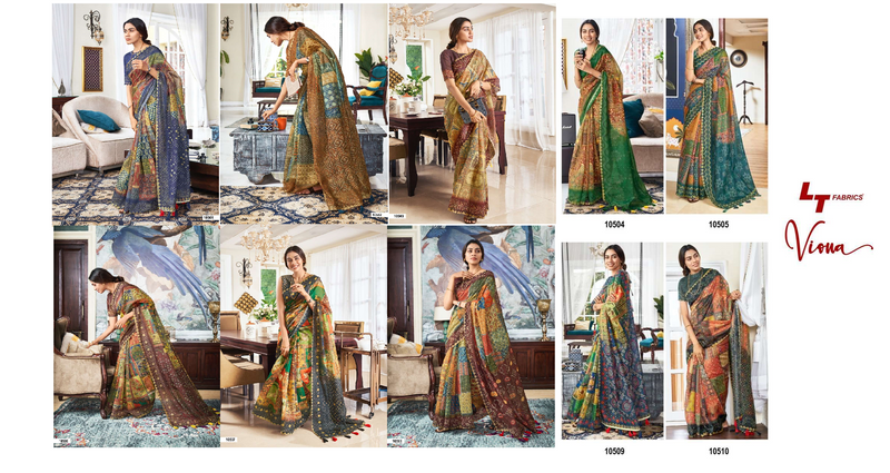 Lt Fashion Viona Chanderi Silk Party Wear Sarees With Beautiful Digigtal Prints