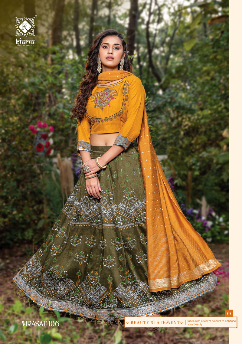 Kiana House Of Fashion Virasat Muslin Stylish Fancy Festive Wear Embroidered Lehenga