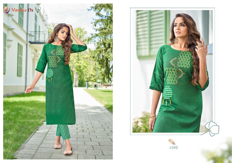 Vamika Nx Saffron Premium Cotton With Self Weaved Kurti Collection