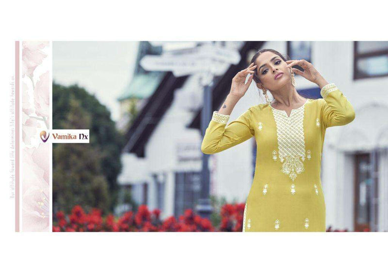 Vamika Rooh Vol 2 Pure Rayon Viscose Lucknowi Kurti Wear