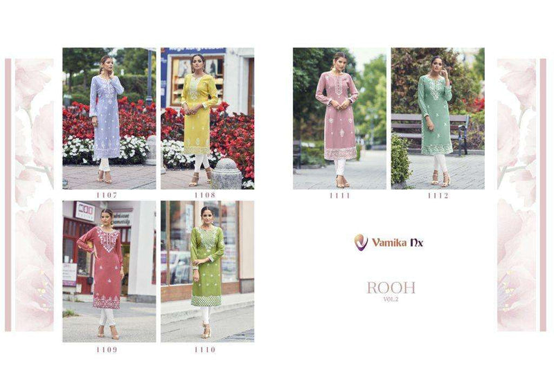 Vamika Rooh Vol 2 Pure Rayon Viscose Lucknowi Kurti Wear