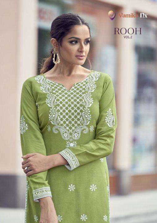 Vamika Rooh Vol 2 Pure Rayon Viscose Lucknowi Kurti Wear