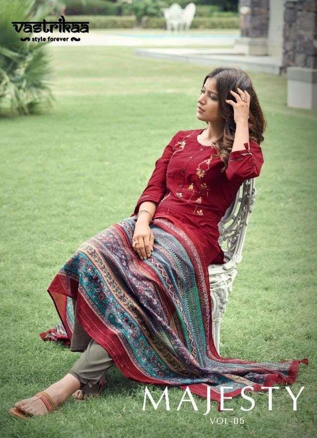 Vastrikaa Majesty Vol 5 Chanderi Silk With Heavy Work Readymade Kurti Bottom With Dupatta
