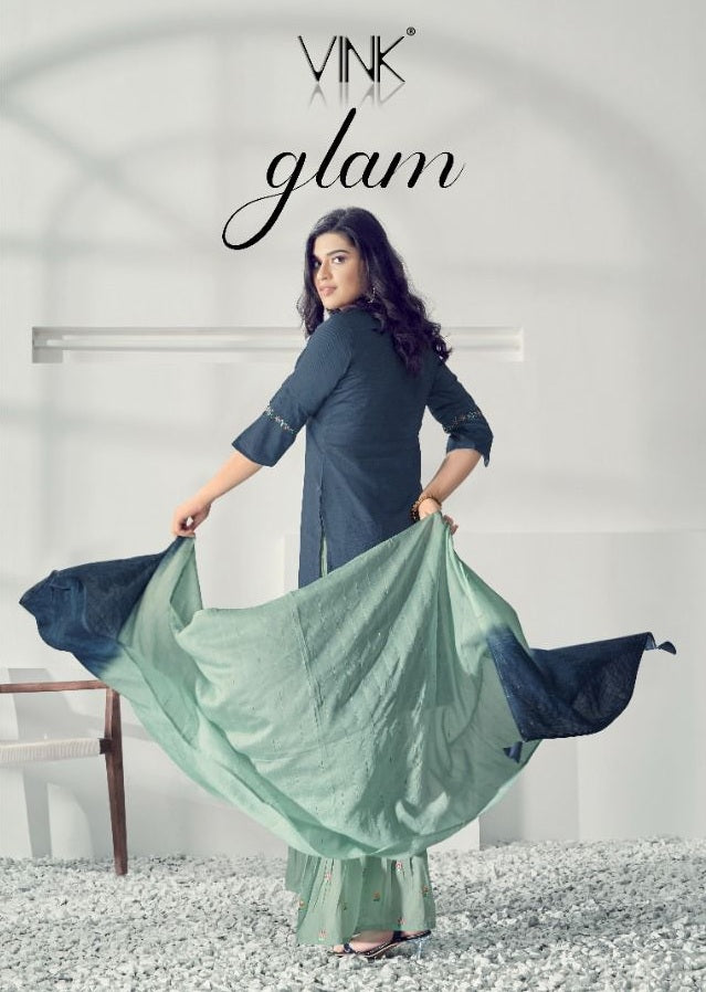 Vink Glam Viscose Silk Base Kurta With Embroidered Muslin Kurti