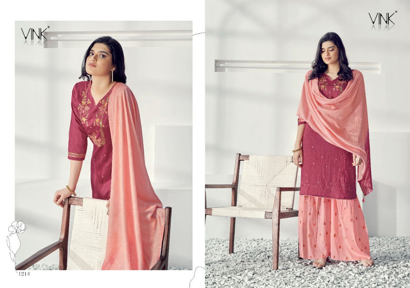 Vink Glam Viscose Silk Base Kurta With Embroidered Muslin Kurti