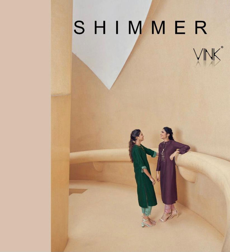 Vink Shimmer Silk Designer KurtI With Dupatta And Pant